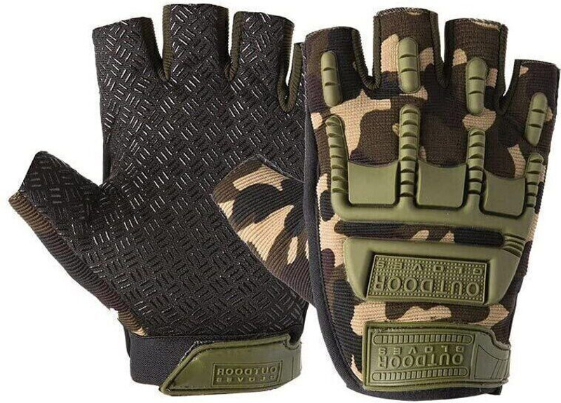 Zonkar Bike riding Half Finger Gloves for Sports Gym Cyclling Motorcycle Arm Shooting Riding Gloves(Brown)
