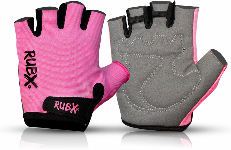 RUBX Unisex Gym Gloves– Half Finger for Weightlifting,Training,Fitness, Biking,Size-L Gym & Fitness Gloves(Pink/Grey)