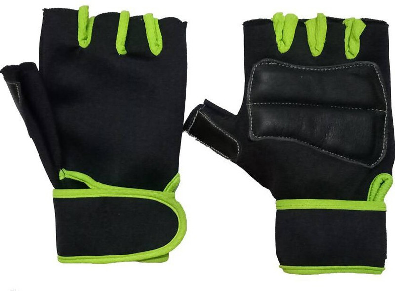 HOUSE OF COMMON Full Lycra Netted Wrist Support Gloves (Green) Gym & Fitness Gloves(Green)