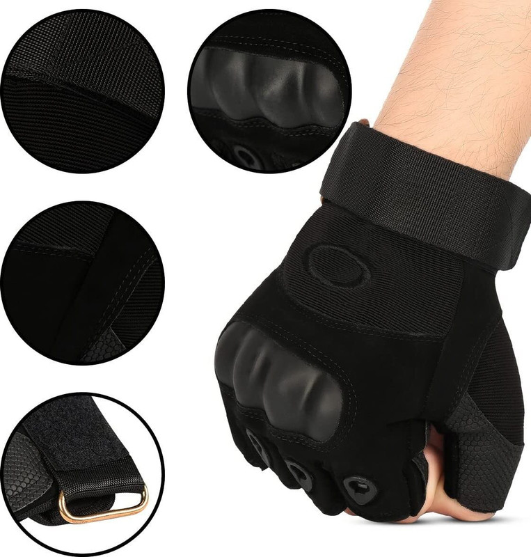 KAJRI Half Finger Anti-Slip Gloves for Men & Women Riding Gloves_AA Gym & Fitness Gloves(Black)