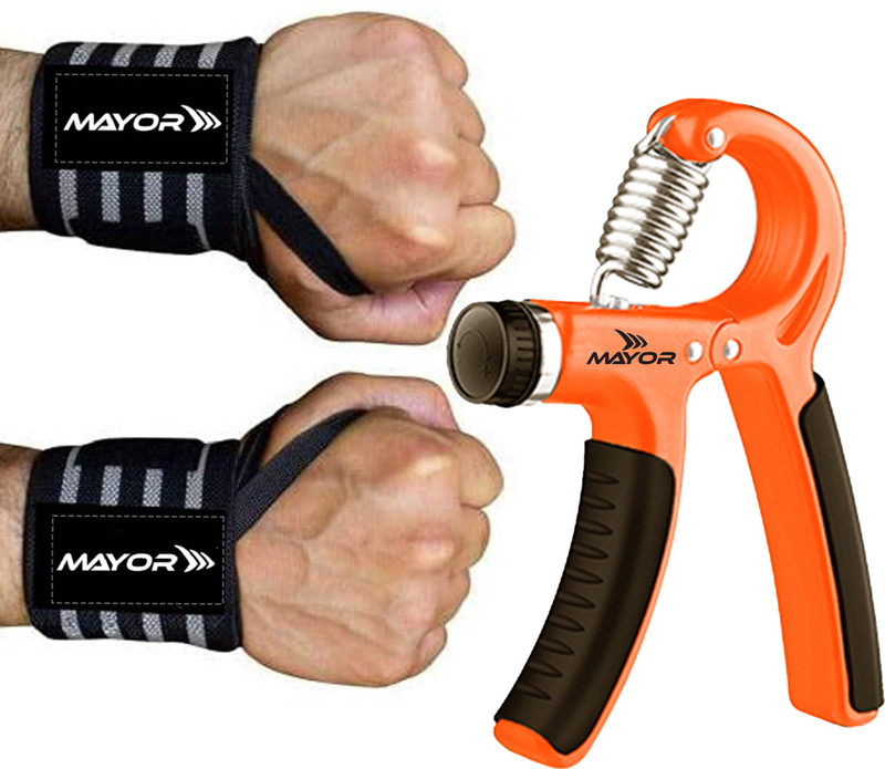 MAYOR Adjustable Hand Grip & Secure Wrist Support Gym & Fitness Gloves(Black+Orange)