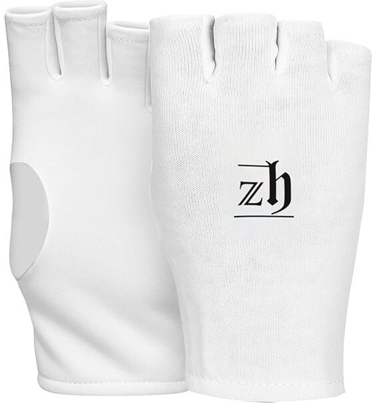 ZH Cotton Cricket Batting Fingerless Inner Gloves(White)