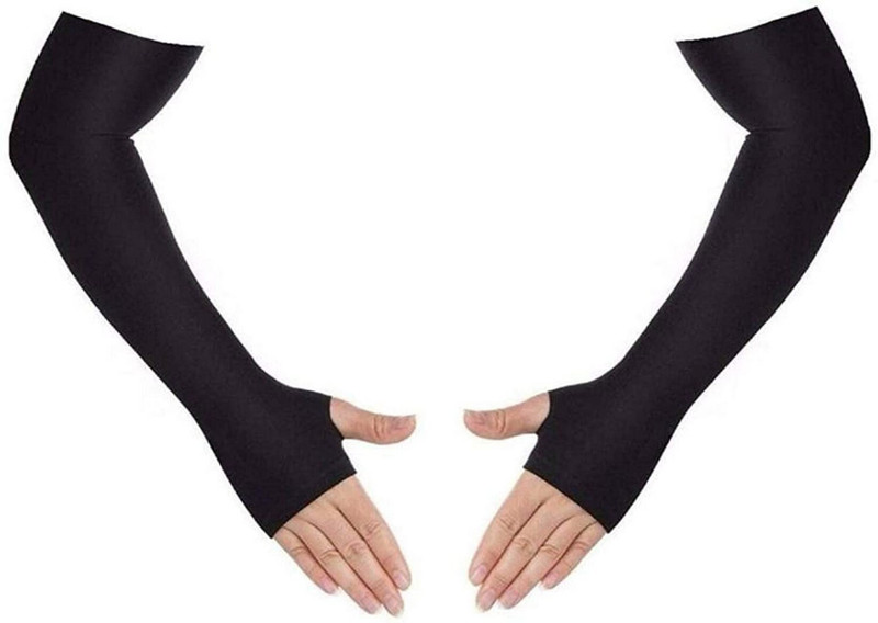 NILKANTH ENTERPRISE Popular Sun UV Protection Arm Sleeves (Black) Gym & Fitness Gloves(Black)
