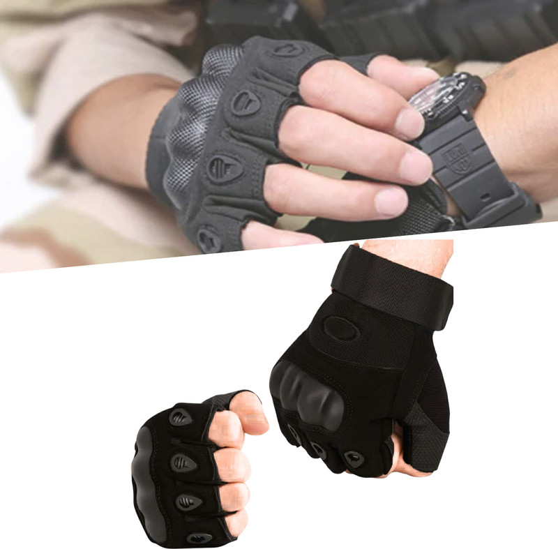 Taveesa Tactical Half Finger Gloves for Sports Half for Bike Riding Gloves Running Gloves(Black)