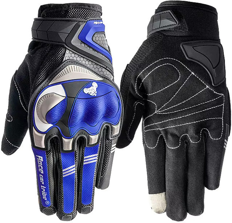 SHIVEXIM Motorcycle Gloves Full Finger Touchscreen Camping Climbing Hiking Cycling Riding Gloves(Blue)