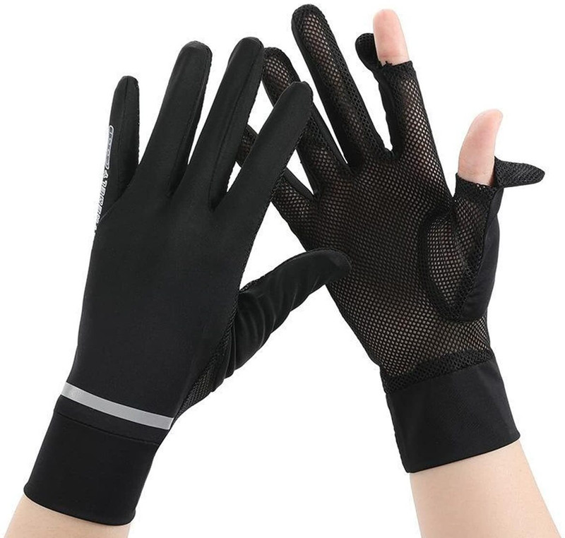 Zomei Summer Cooling Sun Protection Gloves for Women UPF 50 Full Finger Non Slip Mesh Cycling Gloves(Black)
