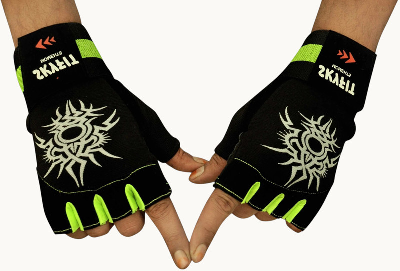VELLY FIVE Green & Black Sport Gloves For Men & Women(G-V-39 ) Riding Gloves(GREEN & BLACK)