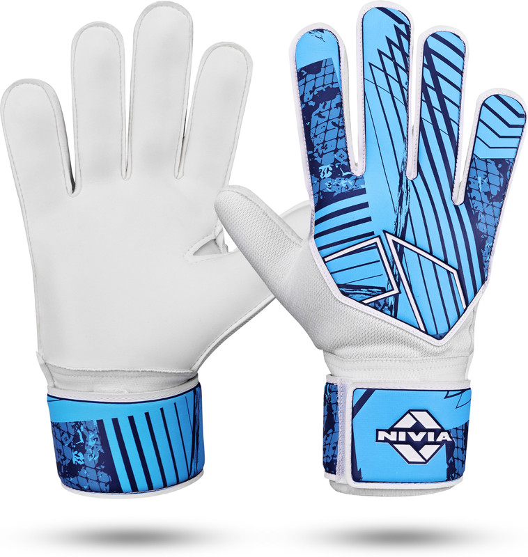 NIVIA Encounter 2.5 mm soft air fit latex palm grip, positive cut Goalkeeping Gloves(Blue, White)