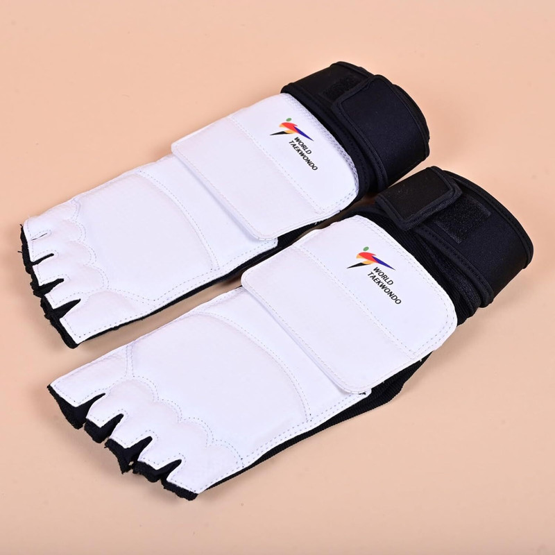 Koryox Imported Taekwondo Half-Finger Foot Protector Size M | Training & Sparring Guard Martial Art Gloves(White & Black)