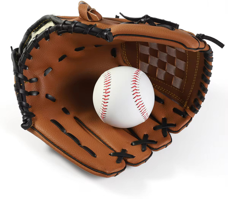 Nema PU Synthetic Baseball and Softball Glove - Brown - 9.5 Inch Baseball Gloves(Brown)