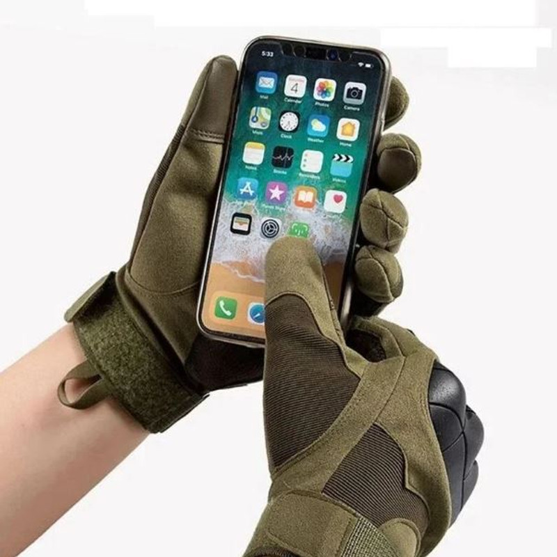GymWar Full-Finger Biker Hard Knuckle Protection Gloves, Touchscreen Comfortable Riding Gloves(Green)