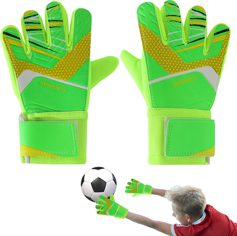 PLAY HARD Kids and Teens Football Goalkeeper Gloves AntiSlip Strong Grip Wrist Protection Goalkeeping Gloves(Green)