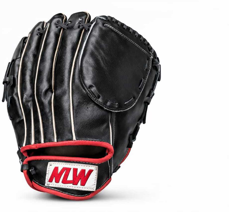 NLW Premium Leather Baseball Glove Baseball Gloves(Black & Brand Color Red)
