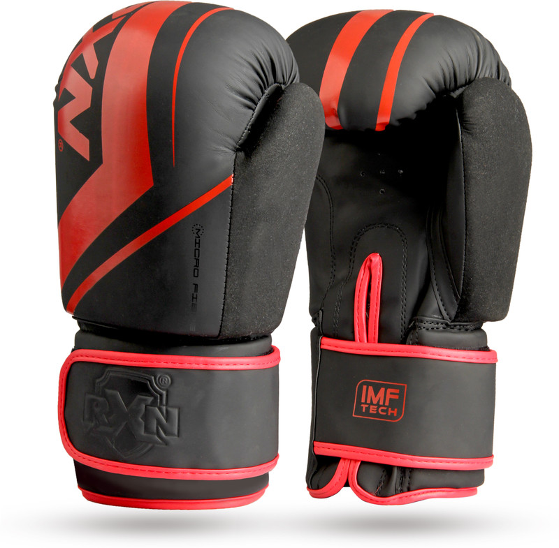 RXN R1 Boxing Gloves with Microfiber Thumb, Premium, High-Performance Boxing Gloves(Black)