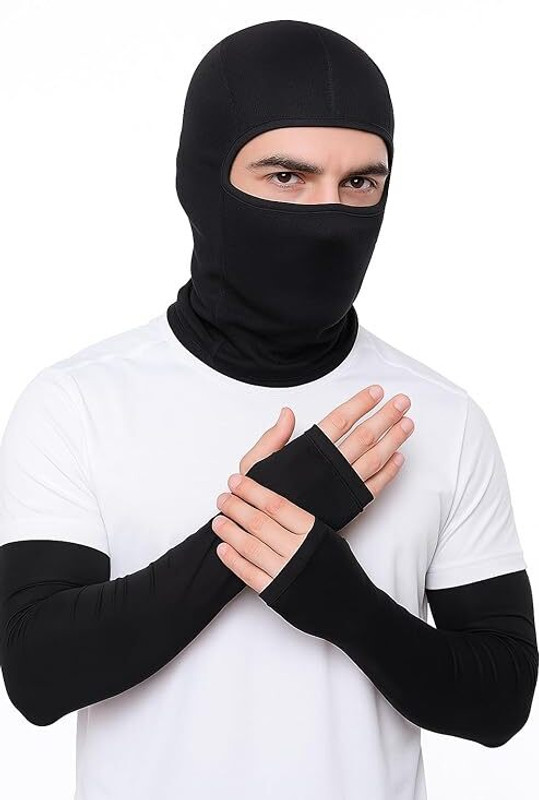AJROBE Sweat-Free Summer Combo Quick-Dry Protection Riding Gloves Riding Gloves(Black & Black)