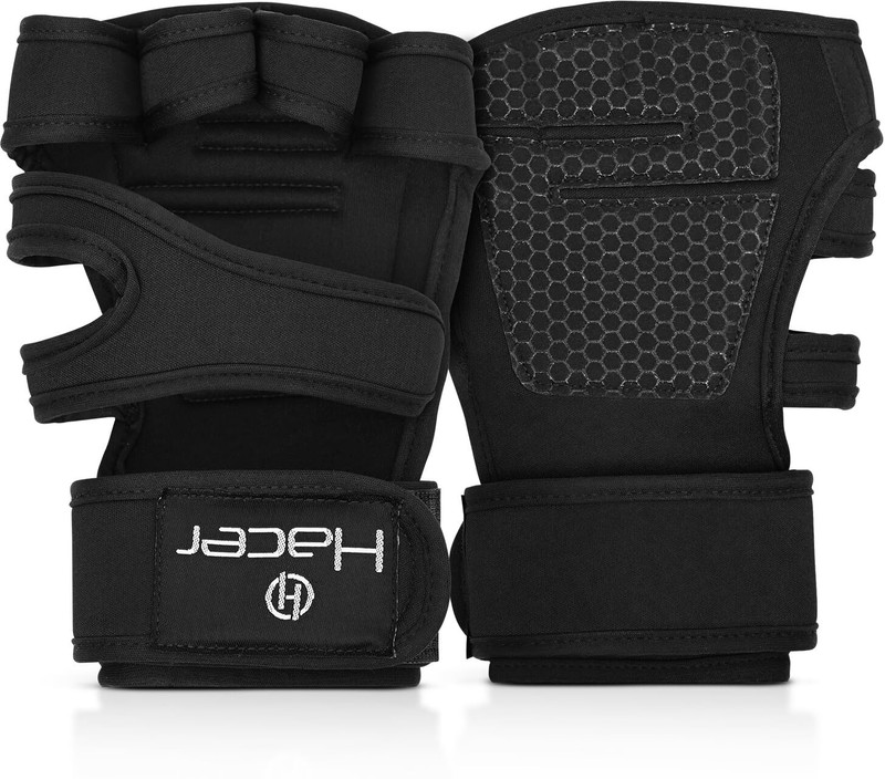 Hacer Gym Gloves Weight Lifting Hand Grips with Wrist Wrap Support Half Finger Gym & Fitness Gloves(Black)