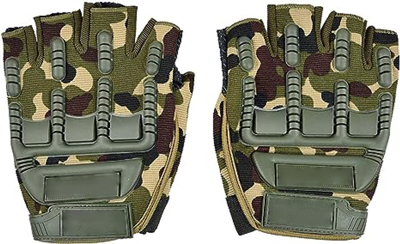 Yeahmom Half Finger Breathable & Stretchable Material Riding & Shooting Practice Gloves Riding Gloves(Army Green)