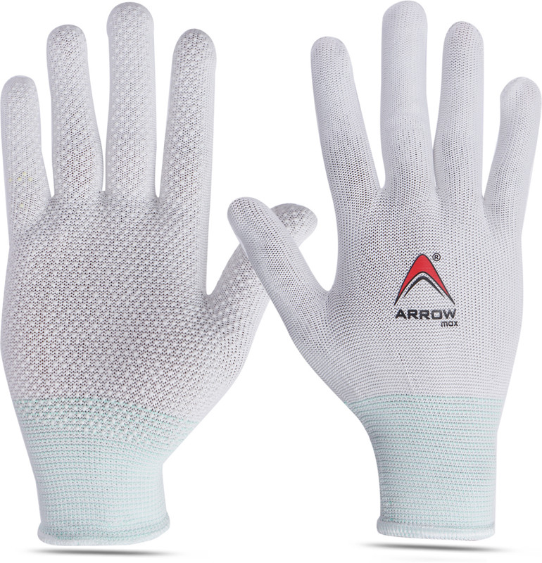 ArrowMax Cricket Dotted Anti slip Inner Gloves For Batting Keeping Football Hold Batting Gloves(White)