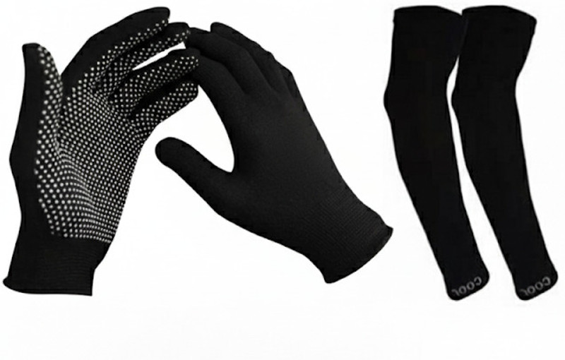 PIRENE Combo Gloves and sleeves Batting Gloves(Black)