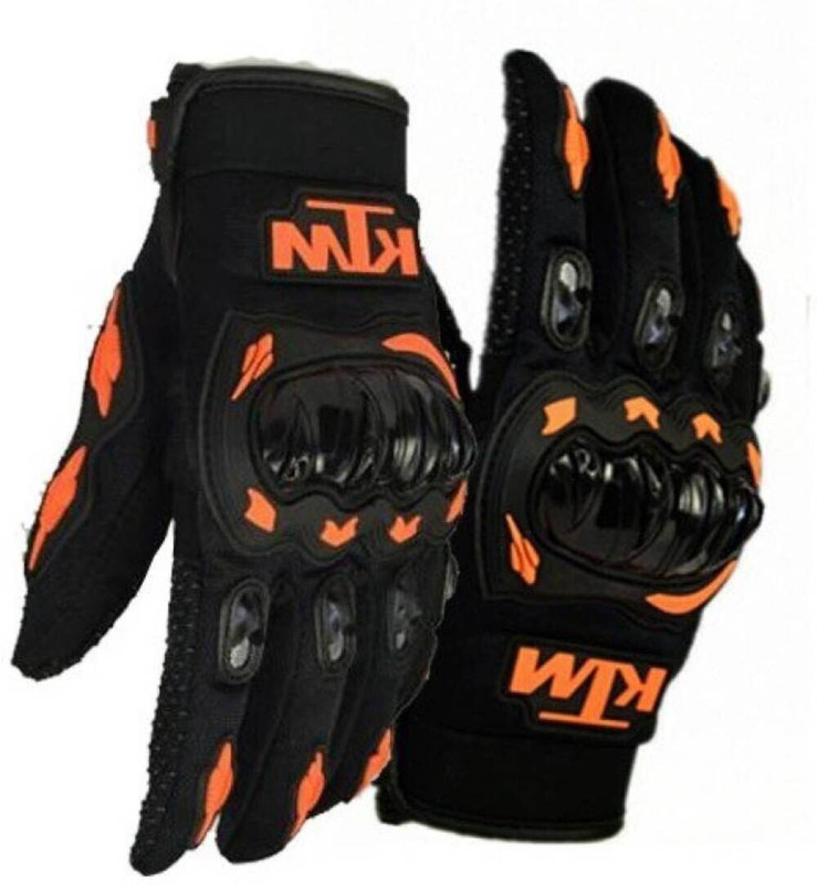 KTM Full Black-orange M Riding Gloves(Black)