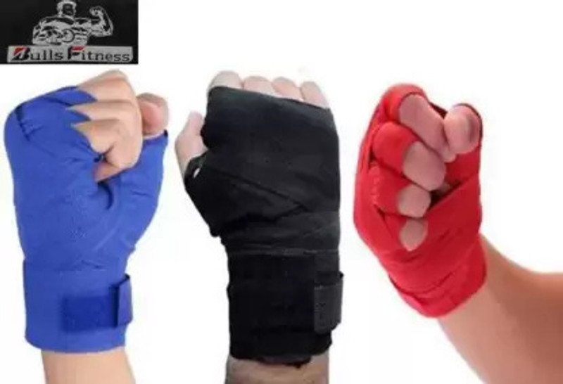bulls fitness Professional Protective Boxing Hand Wraps(Tape) Boxing Gloves(Blue, Black, Red)