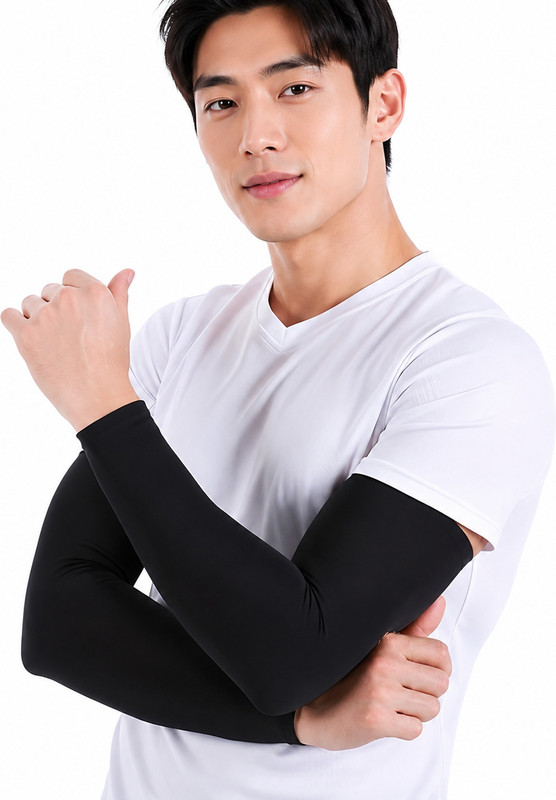 AUTOSITE Sun UV Protection Arm Sleeves for Men and Women Cycling Gloves(Black)