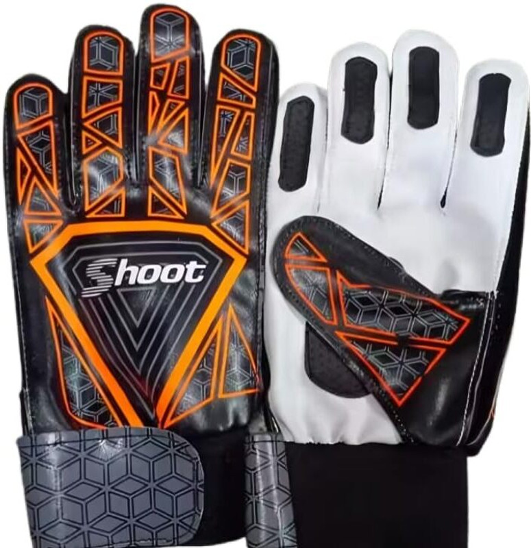 QURA N Shoot Goalkeeper Gloves, Black and Orange Goalkeeping Gloves(Black, Orange)
