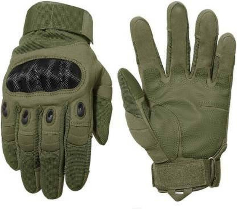 Adventure hut Tactical Military Hard Soft Knuckle Army Combat Riding Gloves(Green)