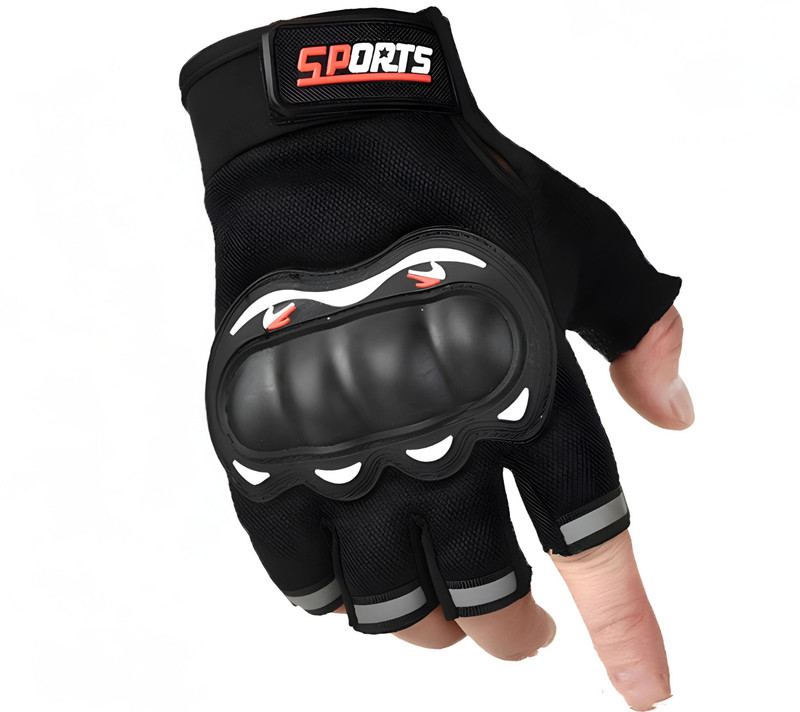 ShopiMoz Riders Sports Protective Non-slip Fingerless Half-Finger Motorcycle Gloves Riding Gloves(Black)