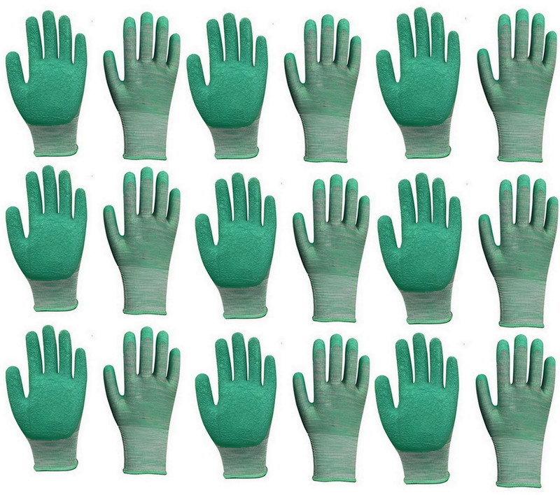RBGIIT Industrial Cleaning Gloves for Women Nitrile, Nylon Safety Gloves (9 Pair) K Skating Gloves(Grey, Green)