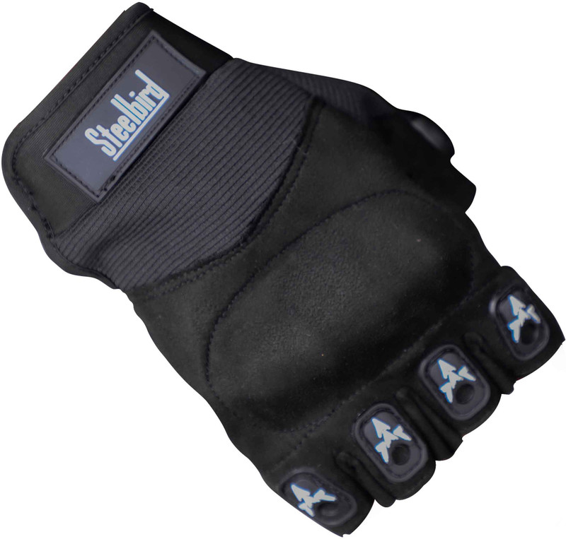 Steelbird Half Finger Bike Riding Gloves, Protective Off-Road Motorbike Racing Riding Gloves(Black)