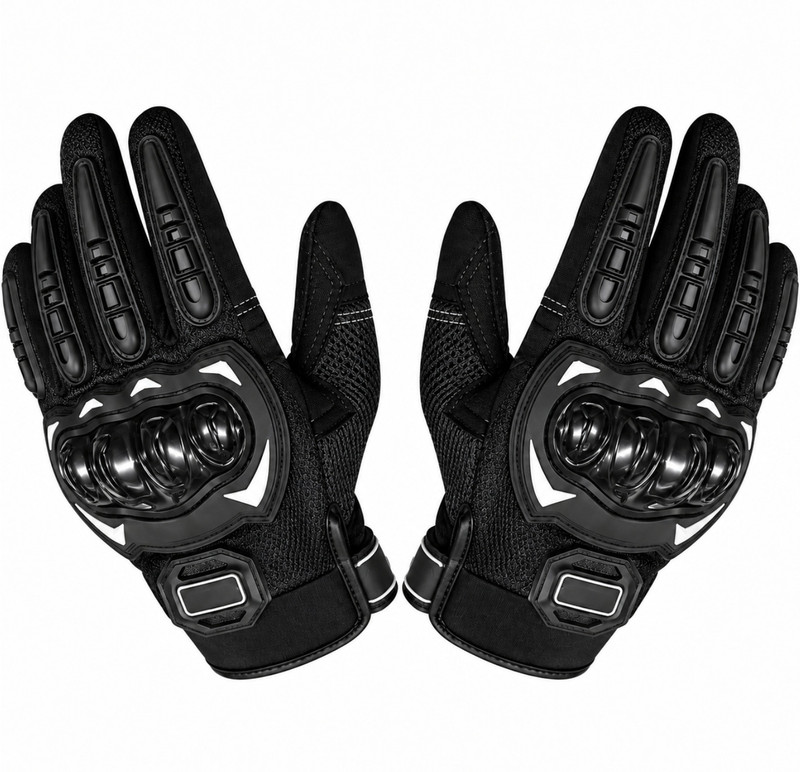 Rhtdm Breathable Anti-Slip Unisex Full Finger Touchscreen Motorcycle Riding Gloves(Black)