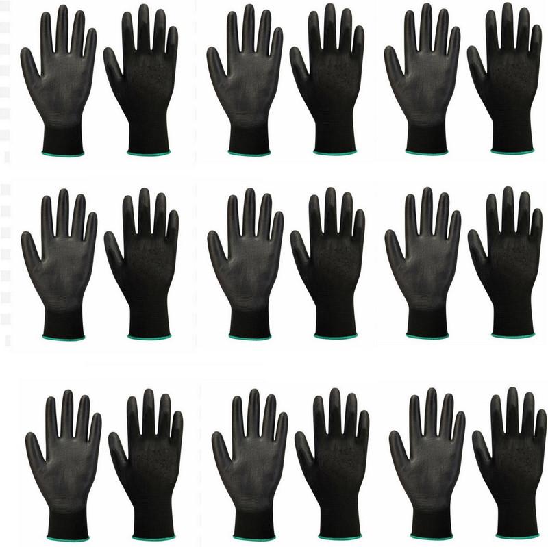 RBGIIT Domestic Hand Gloves Reusable Industrial Safety Nylon for Men & Women(9 Pair) K2 Skating Gloves(Black)
