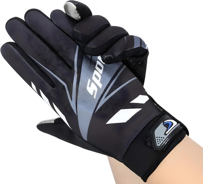ShopiMoz Full Finger Bike Riding Gloves with Touch Screen Sensitivity Anti-Sweat Summer Riding Gloves(Grey)