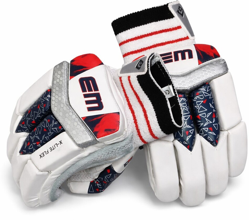 EM X-LITE FLEX (Age 16+ )RH Cricket Batting Gloves(White, N.Blue, Red)