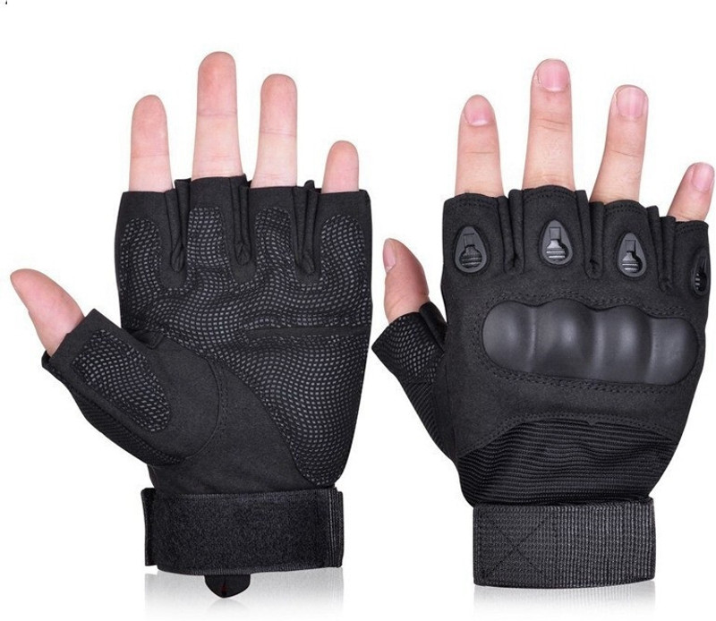 SwiftFist Half Finger Hard Knuckle Tactical Gloves Gym & Fitness Gloves(Black)