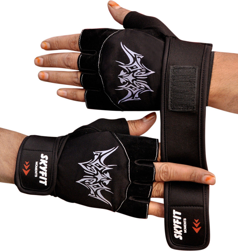 VELLY FIVE Palm and Wrist Support Weight lifting Gym Sports Gloves for Men and Women Gym & Fitness Gloves(Black)