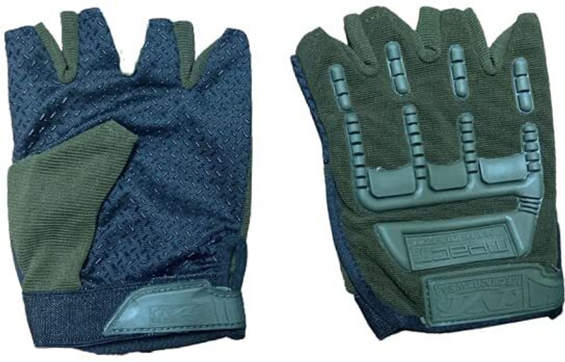 BuyFeb Half Finger Gloves For Riding Bikes/Motorcycles/Cycles/Sports Gym & Fitness Gloves(Green)