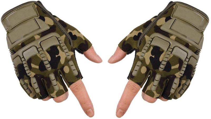 BuyFeb Half Finger Hand Gloves for Bike Riding, Sports, Cycling, Travelling, Camping Gym & Fitness Gloves(Army Print)