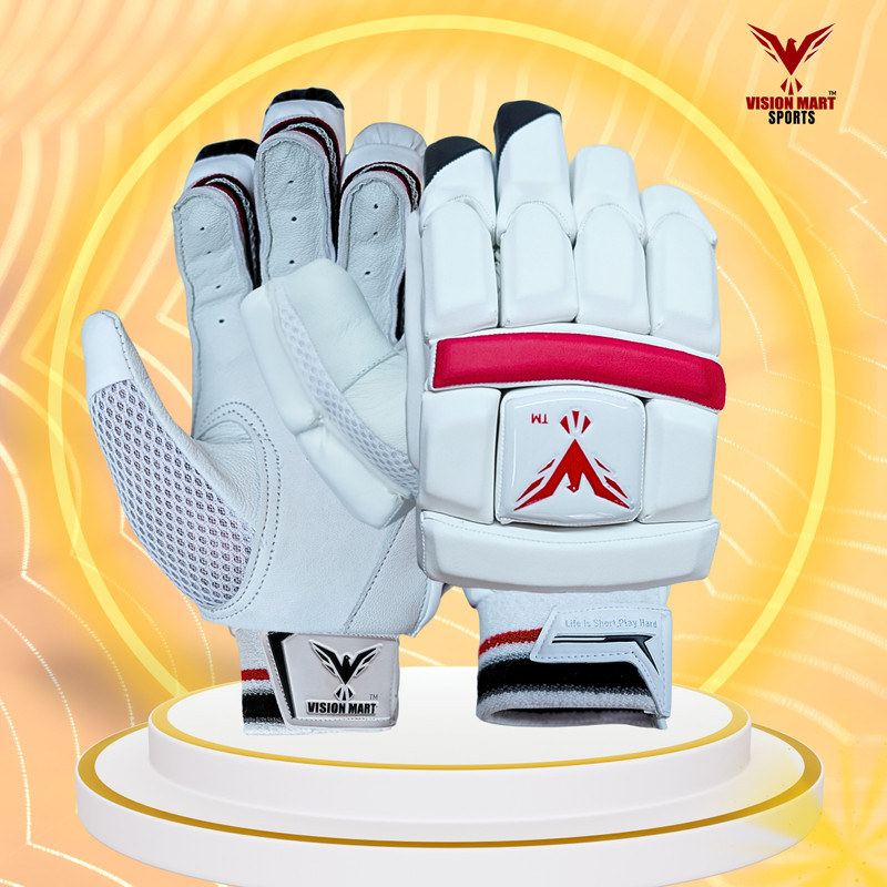 VisionMart SPORTS GLOVES Batting Gloves(White, Red)