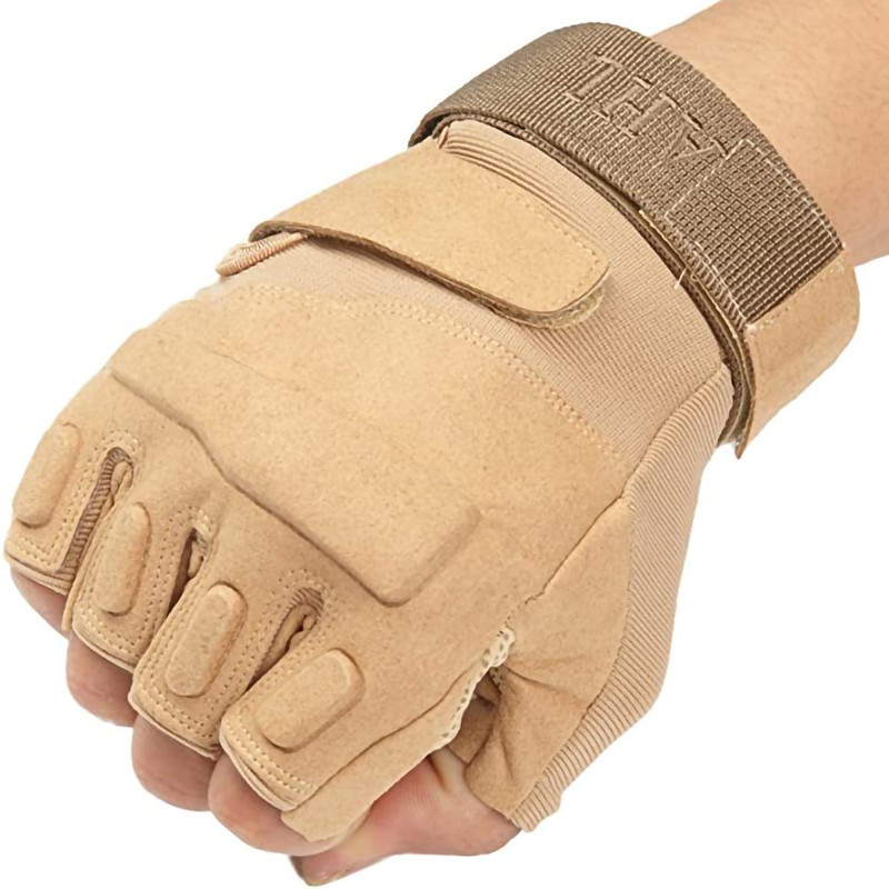 zaysoo Half Finger Gloves Unisex Motorcycle Bicycle Cycling Sport Gloves Boxing Gloves(CAMEL)