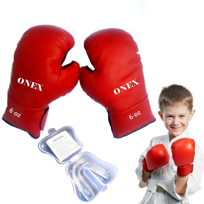 ONEX 9 to 12 years Kids (Size-6OZ) Mouth Guard And 1 Pair Boxing Gloves(multicolor 2)