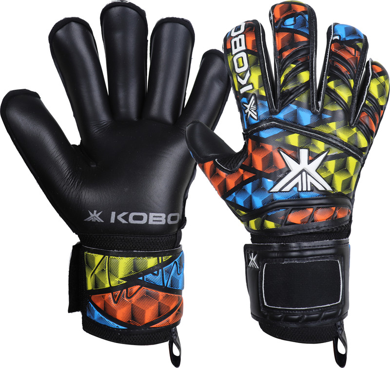 KOBO Football / Soccer Goalie Profesional German Latex GoalKeeper Gloves, Strong Grip Goalkeeping Gloves(Black)