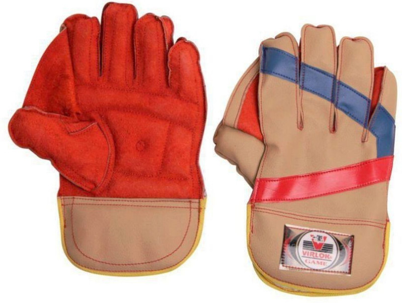VIRLOK 5001 Wicket Keeping Gloves(Beige, Red)