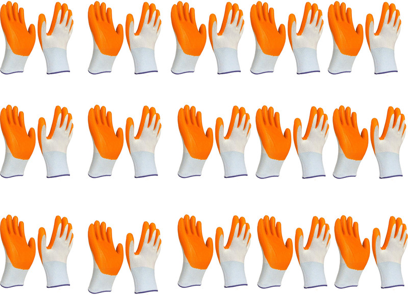 Masox Store Waterproof Gloves Double Coating Nylon Comfortable Safety Gloves for Cleaning K8 Baseball Gloves(Orange)