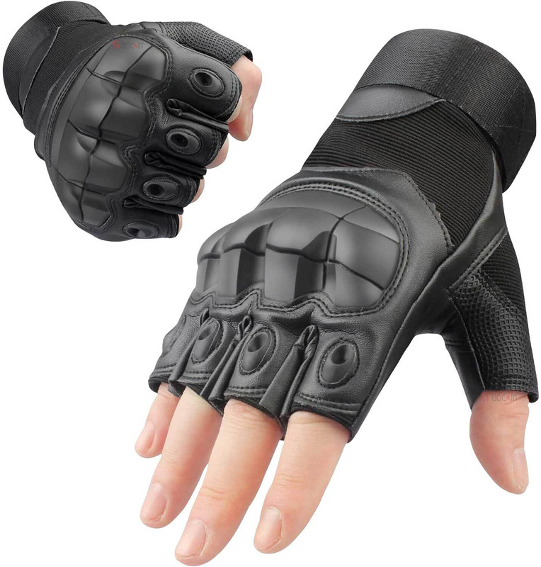 GymWar Half Finger Tactical Gloves Military Army Shooting Hunting Climbing Cycling Gym & Fitness Gloves(Black)
