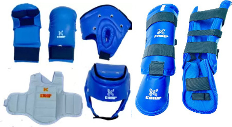 KOHIP karate kit set Taekwondo Kit Pvc Full Training Martial Art Set (S-Blue) Boxing Gloves(Blue)