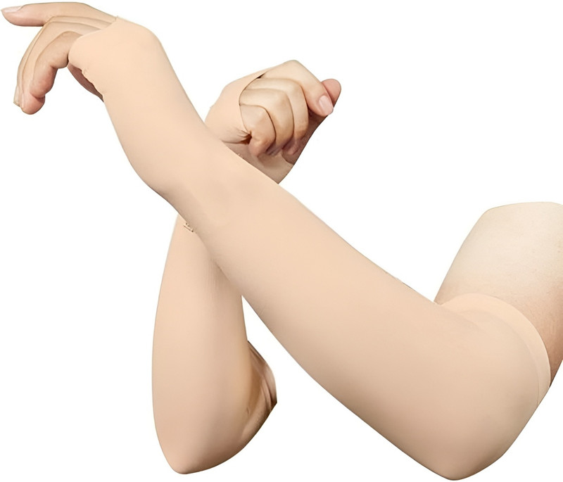 London Paree Cotton UV-Protection Hand Gloves with Finger Arm Sleeves For Men And Women Driving Gloves(Skin)