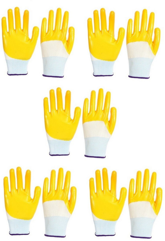 RBGIIT Anti Cut Resistant Rubber Gloves for Men Industrial Gloves for Gardening Work K1 Climbing Gloves(Yellow, White)