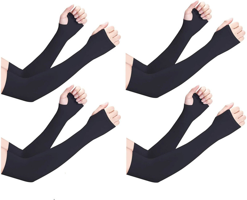 NJ FITTO lets slim sports arm sleeves gloves for summers Cycling Gloves(BLACK-4)